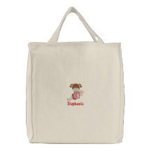 Personalized cute little girl embroidered tote bag