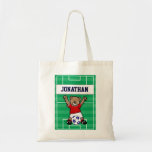 Personalized Cute Soccer Teddy Bear (red) Bags