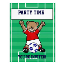 Personalized Cute Soccer Teddy Bear (red) Personalized Invitations