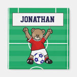 Personalized Cute Soccer Teddy Bear (red) Fridge Magnet