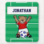 Personalized Cute Soccer Teddy Bear (red) Mouse Pads