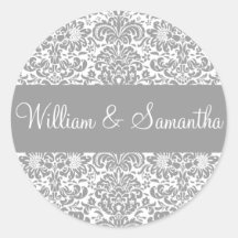 Personalized Damask Envelope Sticker Seal