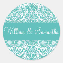 Personalized Damask Envelope Sticker Seal