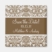 Personalized Damask Save the Date Magnet