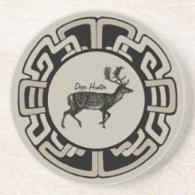Personalized Deer Hunter Medallion Beverage Coaster