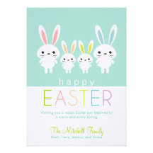 Personalized Easter Bunnies Greeting Card Personalized Invite