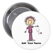Personalized Female Stick Figure Nurse  Button