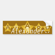 Personalized  Five Gold Stars Award Bumper Sticker