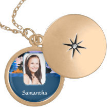 Personalized floral photo template necklace