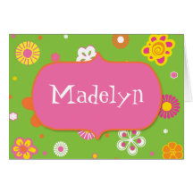 Personalized Flower Power Brights Note Card