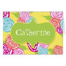 Personalized Flower Power Brights Note Card