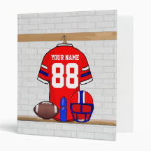 Personalized Football Grid Iron Jersey Vinyl Binder