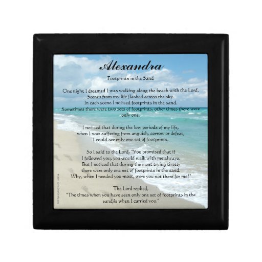 Personalized Footprints in the Sand Prayer Box Keepsake Boxes