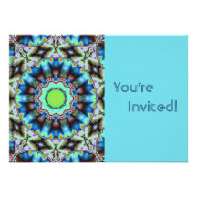 Personalized Funky Mandala Blue Birthday Party Personalized Announcement