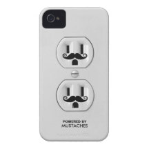 Personalized Funny Moustache Power Outlet iPhone 4 Case-Mate Case