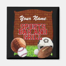 Personalized Funny Sports Bar and Grill Refrigerator Magnet