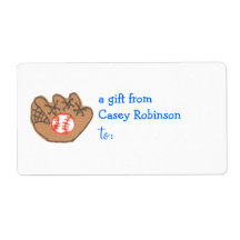 Personalized gift tag label -- baseball theme
