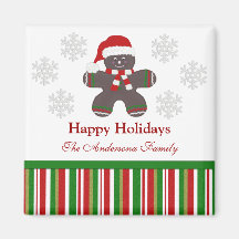 Personalized Gingerbread Man Happy Holidays Magnet