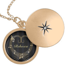 Personalized Golden musical notes love heart Pendants