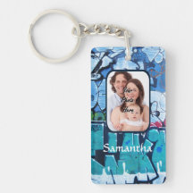 Personalized graffiti rectangular acrylic keychain