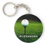 Personalized Green Turf with Golf Ball Keychain keychains
