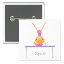 Personalized gymnastics balance beam kids button