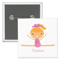 Personalized gymnastics split girl's kids button