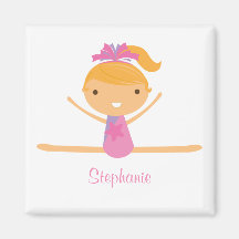 Personalized gymnastics split girl's kids magnet