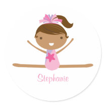 Personalized gymnastics split girl's kids stickers