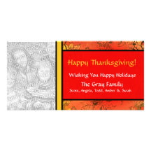 Personalized Happy Thanksgiving Fall Leaves Photo Card