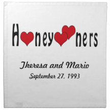 Personalized Honeymooners and Hearts Napkin