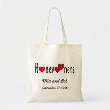 Personalized Honeymooners Hearts Canvas Bag