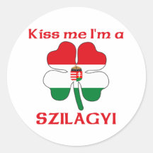 Personalized Hungarian Kiss Me I'm Szilagyi Round Stickers
