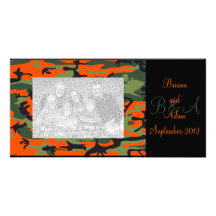 Personalized Hunter Orange Camo Frame Photocard Custom Photo Card