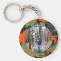 Personalized Hunter's Orange Camo Ring Photo Key Chain