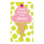 Personalized Ice Cream Cone Gift Tag Calling Card Business Card