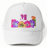 Personalized Initial Flowers Mesh Hat