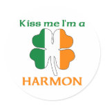 Personalized Irish Kiss Me I'm Harmon stickers
