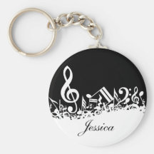 Personalized Jumbled Musical Notes Keychain