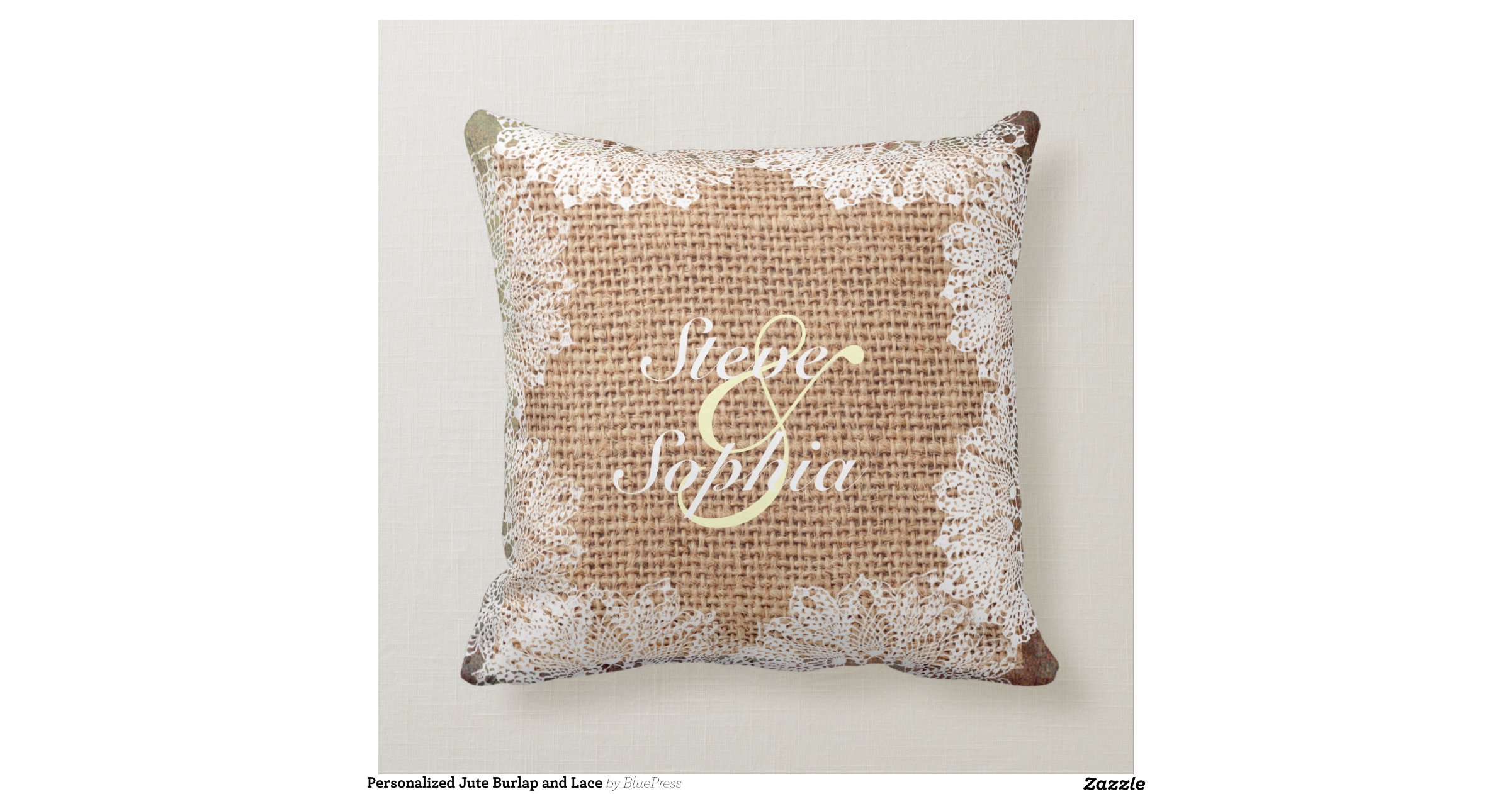 Personalized Jute Burlap and Lace Throw Pillows Zazzle