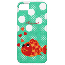 Personalized Kawaii Goldfish Cartoon with Hearts iPhone 5 Covers
