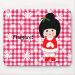Personalized Kokeshi Girl Christmas Mouse Pads
