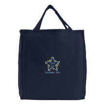 Personalized little star boys embroidered tote bag