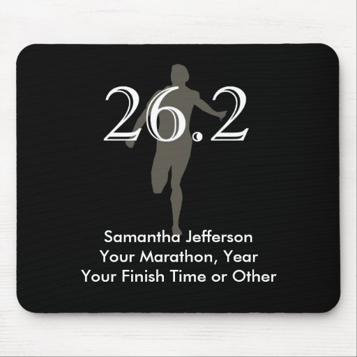 Personalized Marathon Runner 26.2 Keepsake Black Mousepads