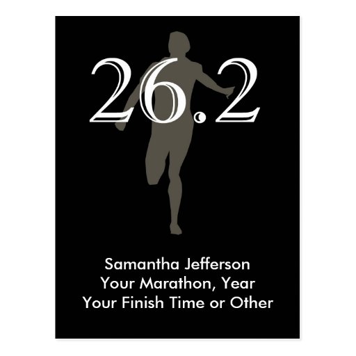 Personalized Marathon Runner 26.2 Keepsake Black Postcards