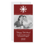 Personalized Maroon Snowflake Holiday Photo Cards