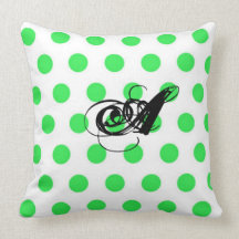 Personalized Mint Green Polks Dot Cushion Pillows