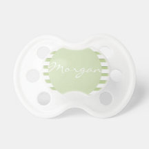 Personalized Mint Green White Stripe Baby Pacifier
