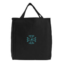 Personalized monogram floral embroidered tote bag