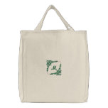 Personalized monogram floral embroidered tote bag